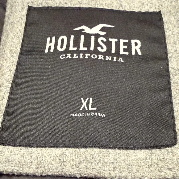 Hollister Light Gray Men's Single-Breasted Overcoat XL Wool Blend